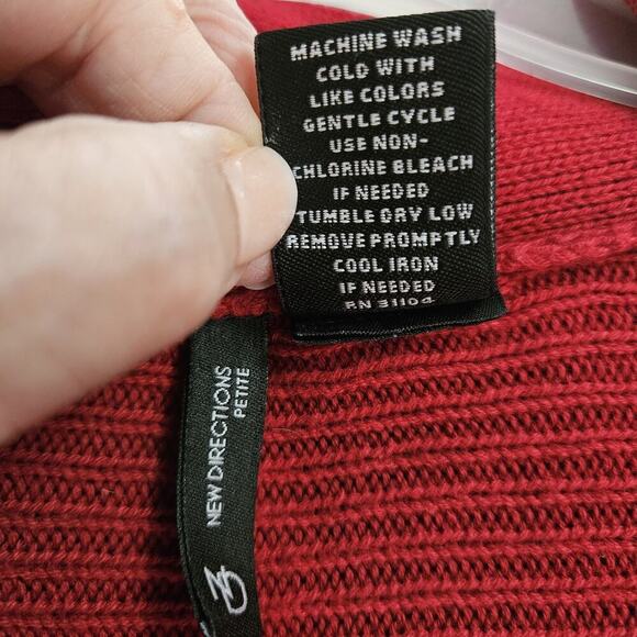 ND New Direction Red Tunic Open Front Sweater Size PL Petite Pleated Buttons - Picture 9 of 9